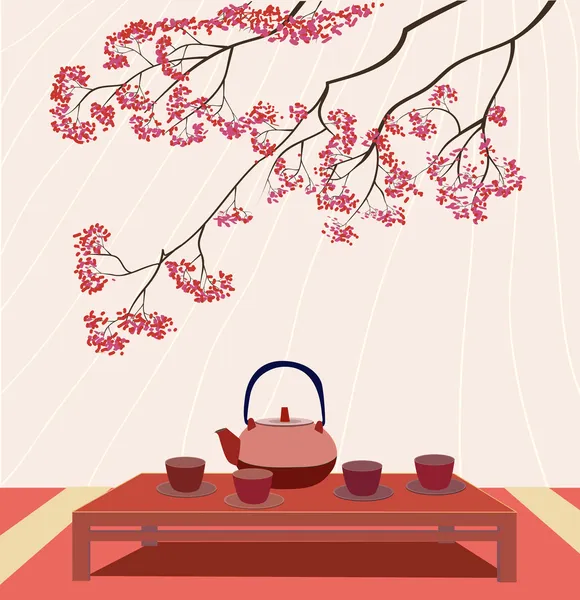 Sakura. herbata ceremony.menu — Wektor stockowy