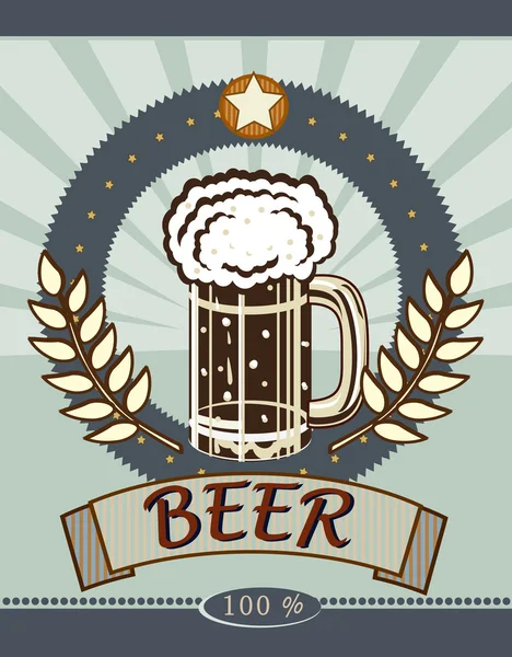 Ρετρό πανό με το ποτήρι μπύρα — Διανυσματικό Αρχείο