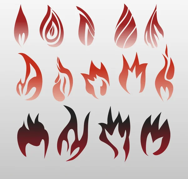 Ikony wektor ogień, ogień — Wektor stockowy