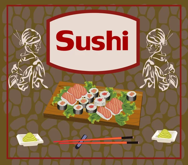 Plantilla de menú Sushi — Vector de stock