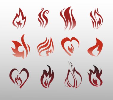 simgeler vektör alevler, yangın