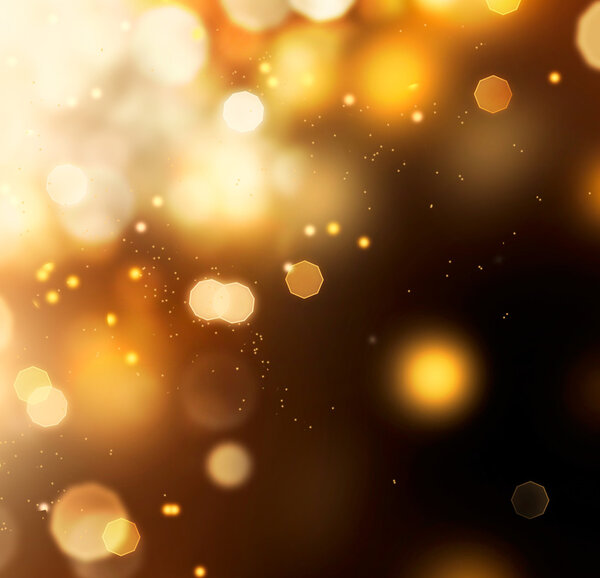 Golden Abstract Bokeh Background. Gold Dust over Black