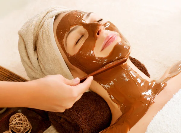 Chocolate Mask Facial Spa. Beauty Spa Salon Stock Photo