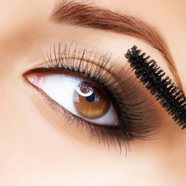 Makeup. Make-up. Applying Mascara. Long Eyelashes Stock Image