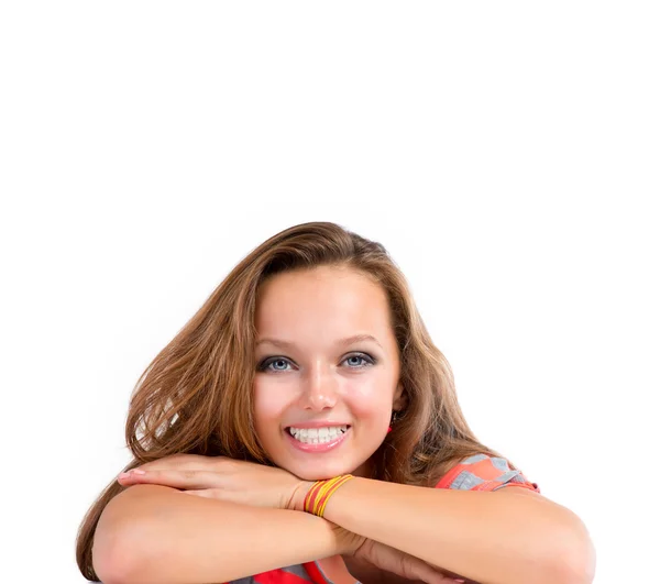 Tizenéves lány egy fehér háttér. Tinédzser — Stock Fotó