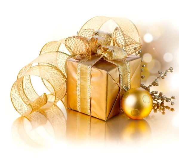 Christmas Gift Box with Decorations — Stock Photo, Image