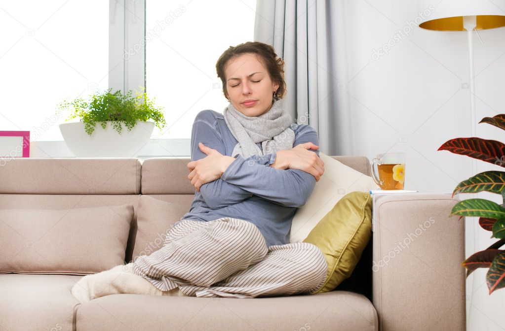 Sick Woman. Flu. Woman Caught Cold