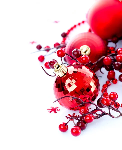 Noel ve yeni yıl baubles ve süslemeler — Stok fotoğraf