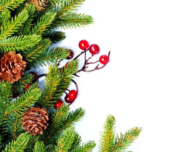 Kerstmis. fir tree boordmotief geïsoleerd op wit — Stockfoto