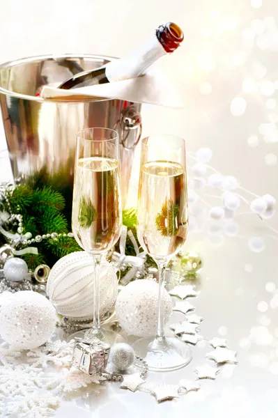 New Year Celebration. Two Champagne Glasses — Stock Photo, Image