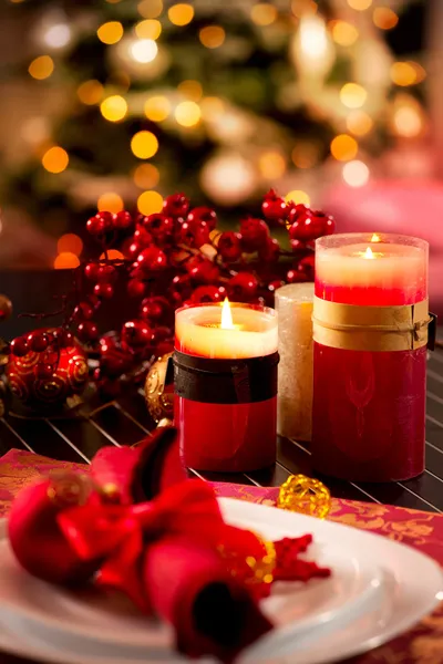 Ajuste de mesa de Navidad. Decoraciones navideñas. Decoración. Año Nuevo Ce — Foto de Stock