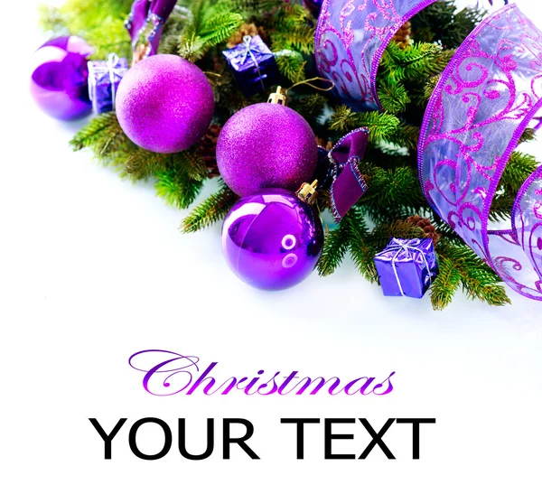 Natale e Capodanno Baubles e decorazioni isolate su bianco Immagini Stock Royalty Free