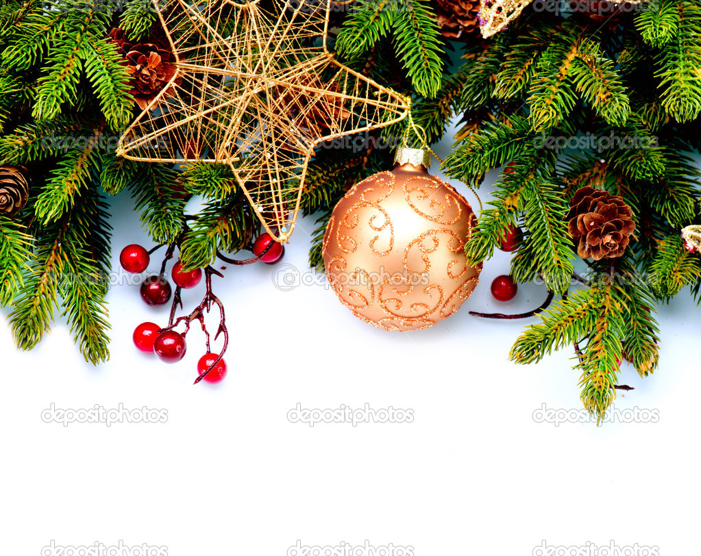 Christmas. New Year Decorations Isolated on White Background