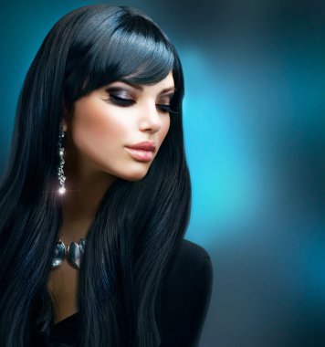 Brunette Girl with Healthy Long Hair