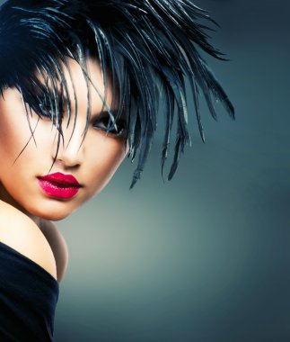 güzel kız moda sanat portre. Vogue stilini kadın