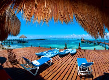tatil tropik cenneti. Isla mujeres, Meksika
