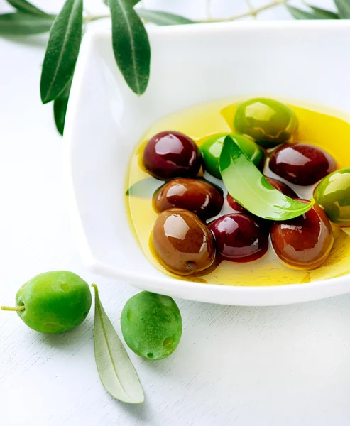 Olive e olio d'oliva — Foto Stock