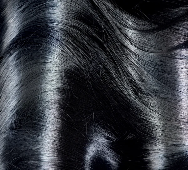 Arrière-plan cheveux noirs. Texture longue cheveux foncés — Photo