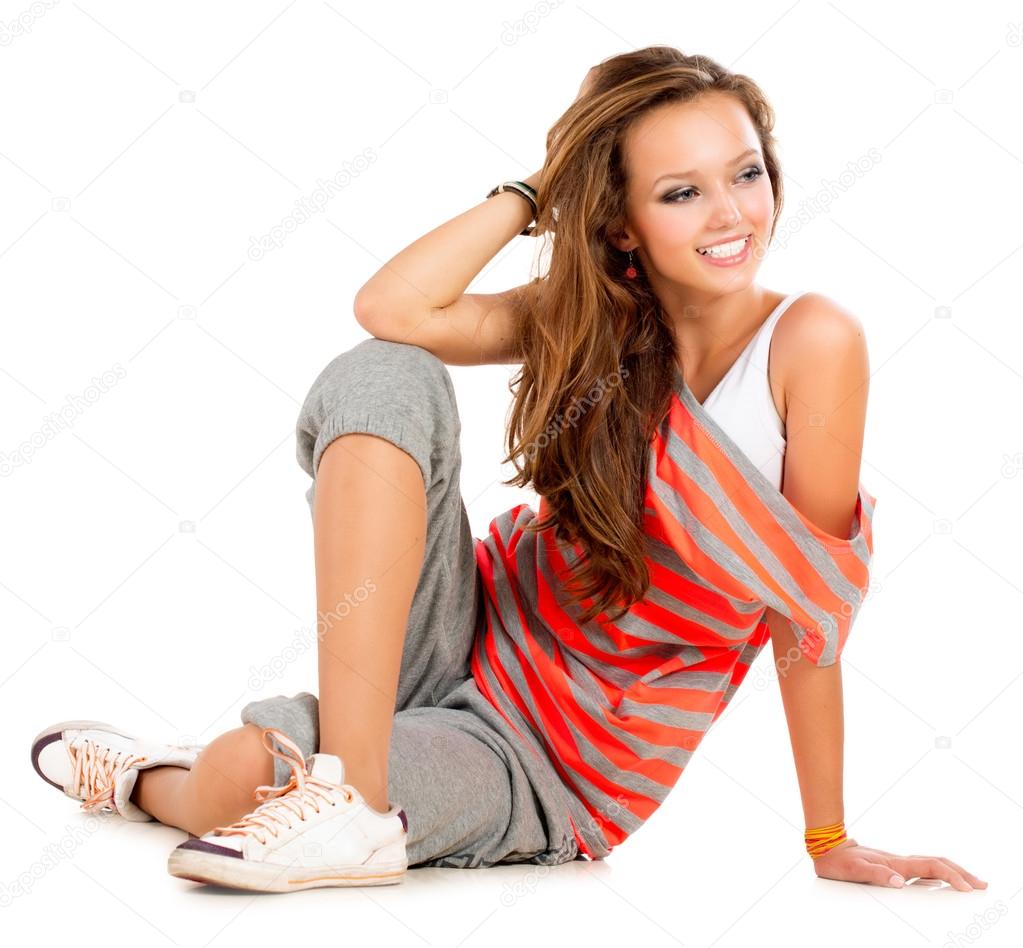 Teenage Girl on a White Background