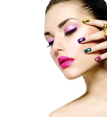 Fashion Beauty. Manicure and Make-up. Nail Art