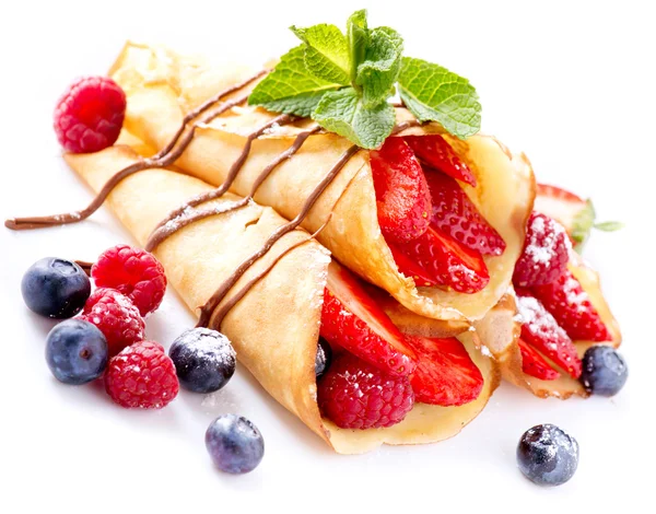 Crepes With Berries over White — Stock Photo, Image