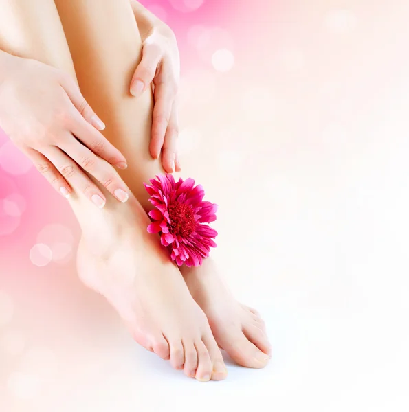 Nogi i ręce kobiety. Koncepcja manicure i pedicure — Zdjęcie stockowe
