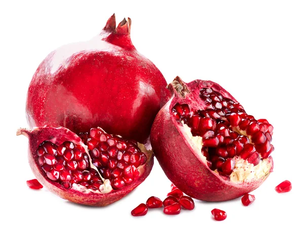 Pomegranates isolated on a White Background. Organic Bio fruits — Stock Photo, Image