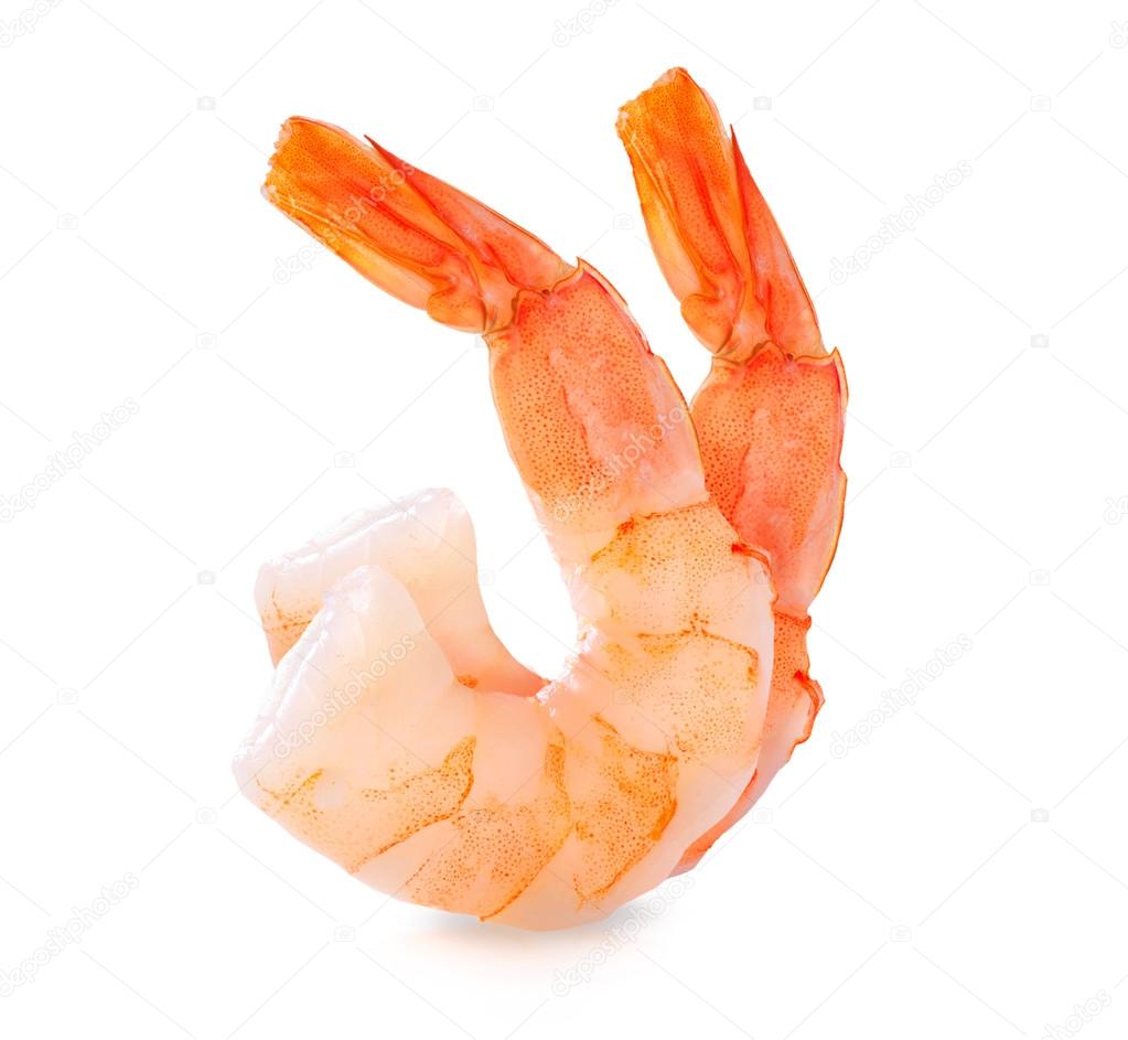 Shrimps. Prawns isolated on a White Background. Seafood