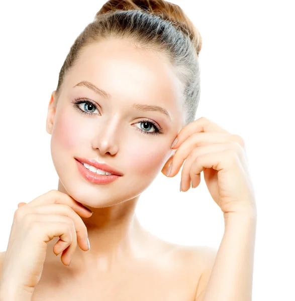 Portrait of Beautiful Young Woman with Fresh Clean Skin — Stock Photo, Image