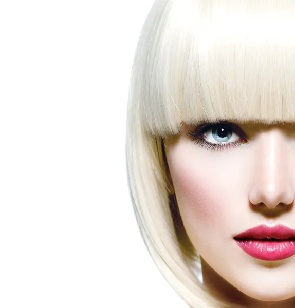 Fashion Stylish Beauty Portrait. Beautiful Girl's Face Close-up — Stock Photo, Image