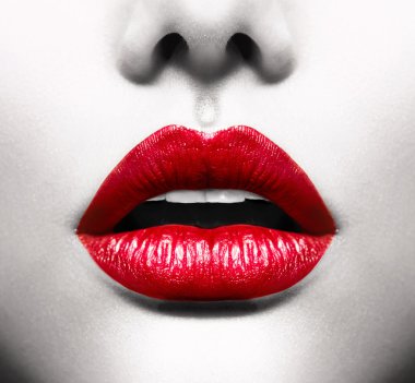 seksi bir dudaklar. canlı kırmızı açık ağızlı kavramsal görüntü