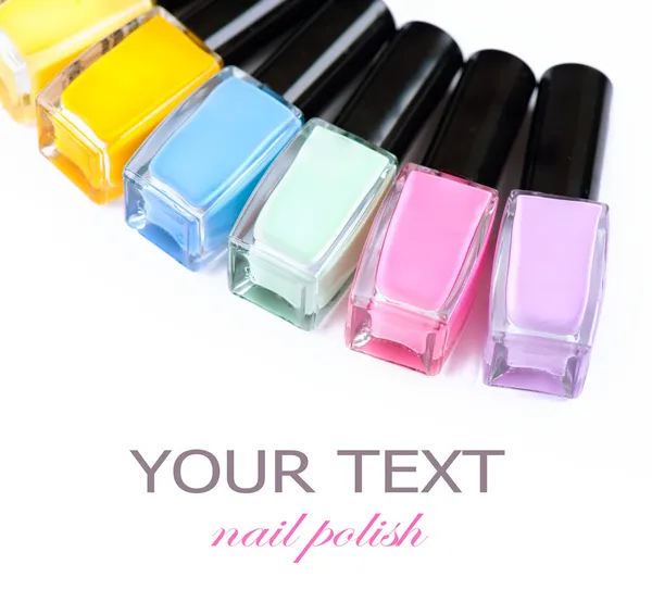 Nail Polish. Manicure. Colorful Nail Polish Bottles — Stock Photo, Image