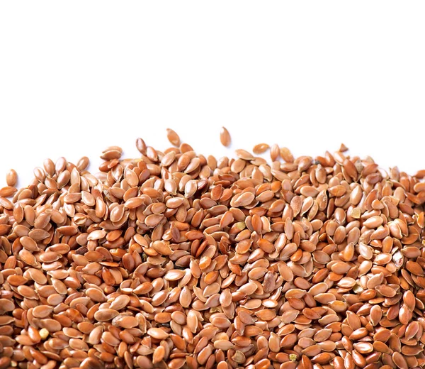 Linseed border isolated on White Background. Flax seeds — Stock Photo, Image