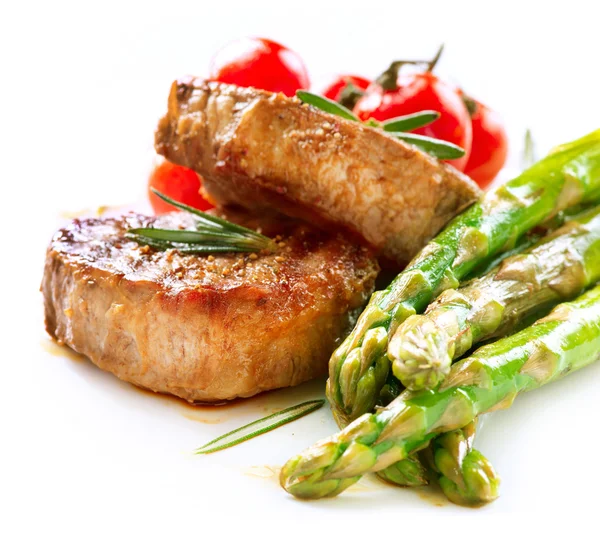 Grilled Beef Steak Meat over White — Stock Photo, Image