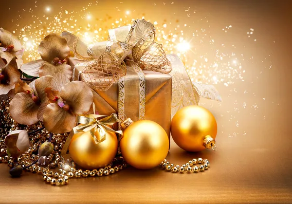Karácsony és újév Ajándék és dekoráció — Stock Fotó