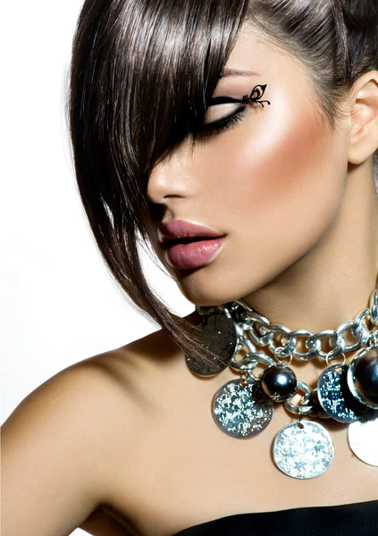 Mode Glamour Beauty Girl mit stilvoller Frisur und Make-up — Stockfoto