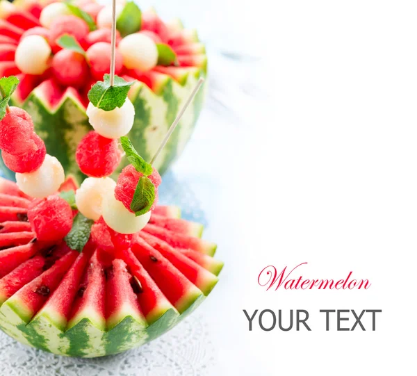 Watermeloen. verse en rijpe watermeloen en meloen ballen — Stockfoto