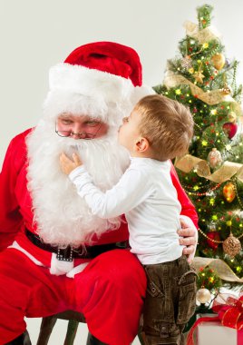 Noel Baba ve küçük çocuk. Noel sahne