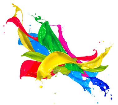 renkli boya sıçraması üzerine beyaz izole. soyut sıçramasına