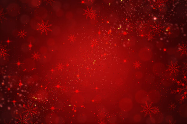 Красный Рождественский фон со снежинками и звездами
