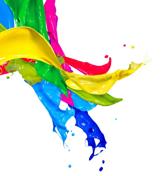 Colorful Paint Splash Isolated on White. Abstract Splashing — Stock Photo, Image