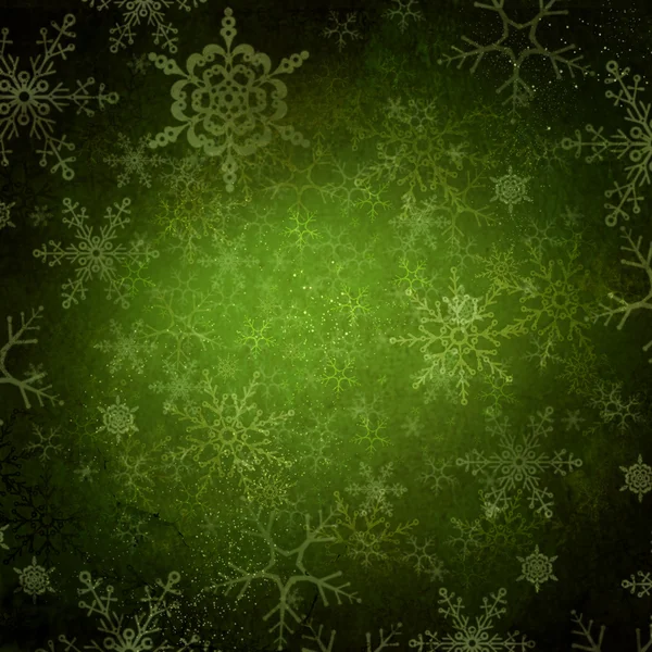 Green Christmas Holiday Background with Snowflakes — Stock Photo, Image