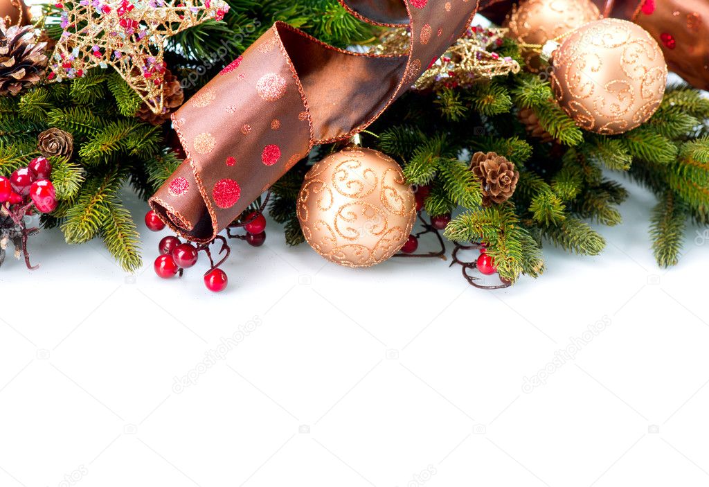 Christmas. New Year Decorations Isolated on White Background