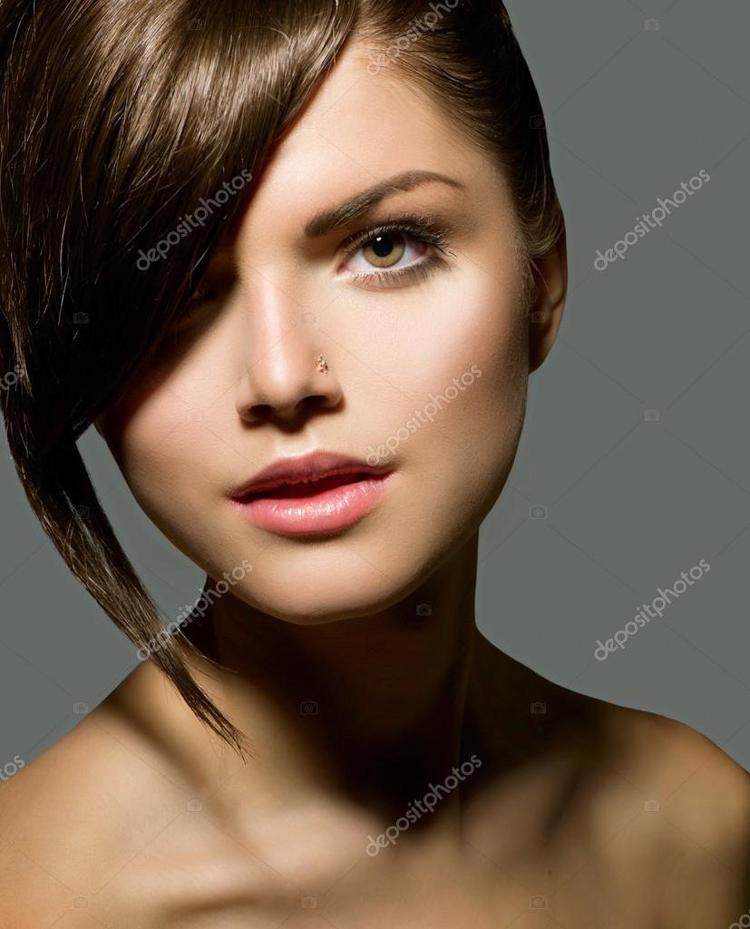 Stylish Fringe. Teenage Girl with Short Hair Style Stock Photo by  ©Subbotina 36297905