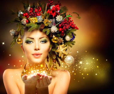 mucize onun elinde olan Noel kış kadın