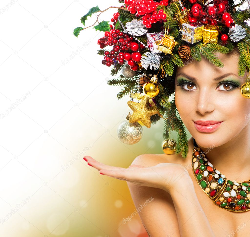 christmas woman christmas holiday hairstyle and makeup christmas woman christmas holiday hairstyle and makeup