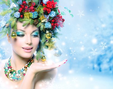 mucize onun elinde olan Noel kış kadın
