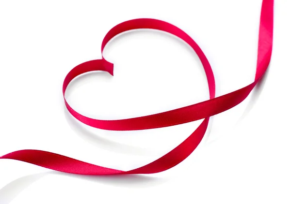 Valentine Heart. Elegant Red Satin Gift Ribbon — Stock Photo, Image