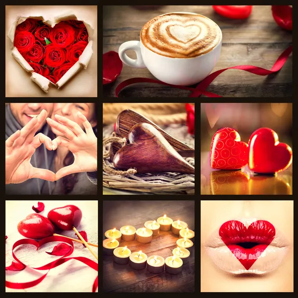 Valentine koláž. Valentinky den srdce umění design — Stock fotografie