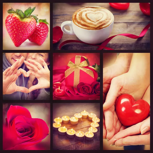 Valentine Collage. Valentines Day Hearts art design — Stock Photo, Image